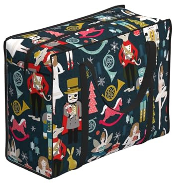 Yyoretp Borsa per la spesa riutilizzabile da donna, con stampa di balletto e schiaccianoci, borsa per la spesa portatile, grande borsa tote
