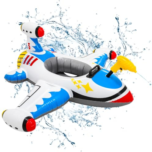 Salvagente Bambini con Pistola ad Acqua, ZoneYan Gonfiabile Piscina Aereo per Bambini 1-6 Anni, Giochi Acqua Mare e Piscina (Bianco)