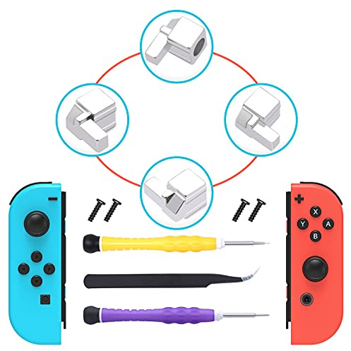 FYOUNG Loquets de Remplacement pour Nintendo Switch Joy Con, Kit d'outils de Réparation de Boucles de Verrouillage pour Switch Joy Cons avec Tournevis et Pince à épiler