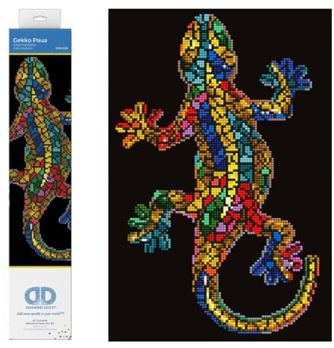 DIAMOND DOTZ DD6.002 - Original 5D Diamond Painting Set Regenbogen Gekko, Kreativset mit 4.958 Diamant Mosaiksteinen, Malset ca. 41 x 27 cm, DIY Komplettset für Erwachsene und Kinder ab 8 Jahren