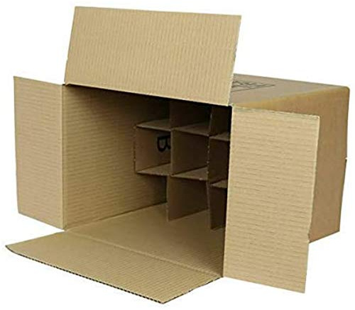 We Can Source It Ltd - 5 x 12 Bottle Wine Boxes with Built-In Dividers – Heavy-Duty Double Wall Cardboard – Flat Packed for Quick Assembly – Ideal for Wine, Beer, Spirits – Fragile Printed