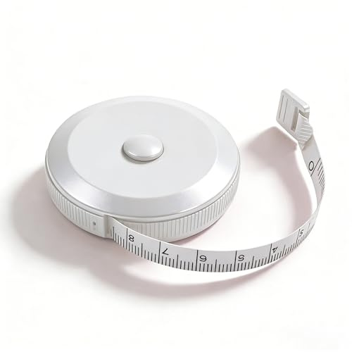 WINTAPE Cinta métrica para el cuerpo, suave, retráctil, de doble cara, para costura y artesanía, 150 cm, color blanco, 2 unidades