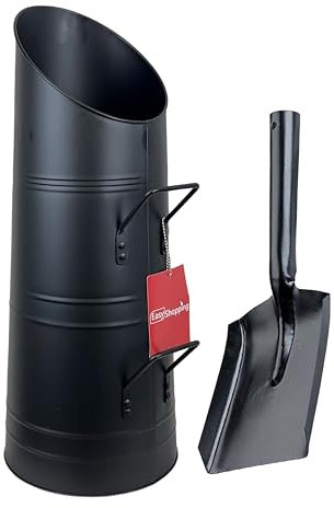 Srendi® Heavy Duty Anthracite 23 Coal Hod, Bucket Coal Scuttle Black High Quality for Fireplace Fire Side with Free Ash Shovel
