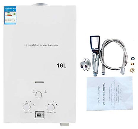 Cozyel 16 L Chauffe-eau à gaz GPL Butane Propane 16 L 32 kW Pour la maison, le voyage, la caravane, le bateau, le camping et la voiture