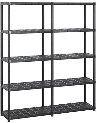 vidaXL Lagerregal mit 5 Böden Schwarz 142x38x170 cm Kunststoff