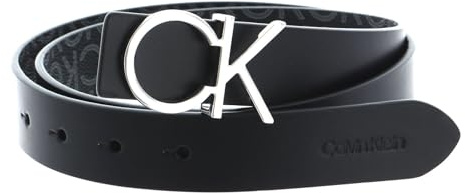 Calvin Klein Leder Gürtel Re-Lock CK Rev Belt 30MM W80 Black/Black Mono schwarz wendbar