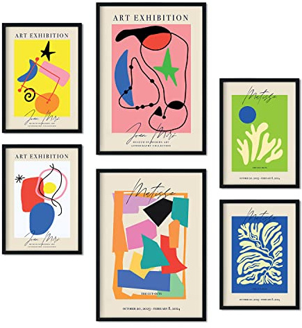 Nacnic Set of 6 affiches Exposition d'art. Collection de plaques avec collage esthétique pour la décoration d'intérieur. Tailles A3 et A4. Sans cadre.