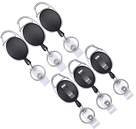 MYSUNBAR Ausweishüllen, einziehbarer Halter mit Karabiner-Clip, Kartenhalter, Schlüsselring für Ausweis, Schlüssel, JoJo Ausweis und Gürtelclip-Befestigung 3 Pcs