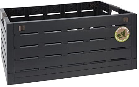 Spetebo XXL Klappbox 60 Liter anthrazit - 59 x 40 cm - Universal Faltbox in Holz Optik zu 50 kg belastbar - Klapp Falt Ausbewahrungs Transport Box Einkaufs Wäsche Korb groß recycelbar