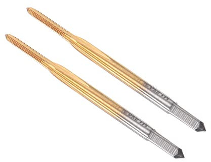 CoCud Rosca Fresado Machos, Métrico M1.6 x 0.35 Rosca, Titanio Revestido Máquina 3 Rectas Flautas Tornillo Roscado Herramienta - (Aplicaciones: para Roscado Perforación Máquina), 2uds