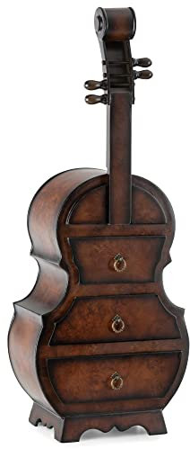 Stagecaptain SK-1013 D Stradivino Schrankkommode - Rustikale Kommode mit 3 Schubladen - Jedes Stück EIN handgemachtes Unikat - Im ausgefallenen “Cello” Design - Dunklebraun