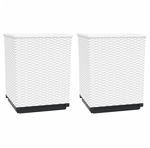 vidaXL Jardineras 4 Unidades Polipropileno Blanco 30x30x37 cm, Maceta, arriate Elevado, Soporte para macetas, macetero, bancal Elevado