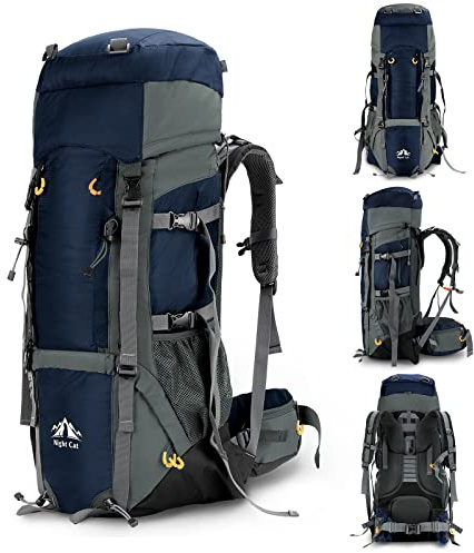Night Cat Wanderrucksack 70L Rucksack: Trekkingrucksack Reiserucksack Herren Damen Atmungsaktiv für Camping Trekking Mountainering Klettern Fahrradreisen