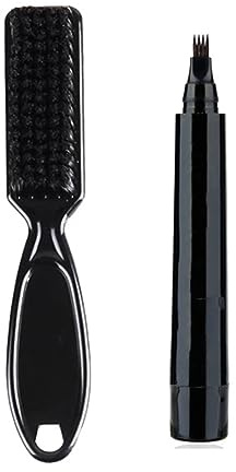 Vtrem 4 Tip Beard Pencil Filler for Men, Waterproof Sweat Proof Beard Pen Filler Fork Black Micro-Fork Barber Styling Pencil with Brush Creates Natural Looking Beard, Moustache & Eyebrows