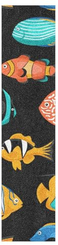 KAAVIYO Tropische Bunte Fische Skateboard Griptape Rutschfest Selbstklebend Longboard Griptapes Aufkleber Griffband 9x33in,44x10in(1pcs)