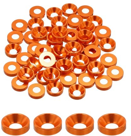 QUARKZMAN Rondelles Coniques M5, Rondelles de Tête de Coupe en Aluminium Anodisé pour Vis RC/FPV/PC/Drone/Pièces de Modèles d'Accessoires Mécaniques, Lot de 60 (Orange)