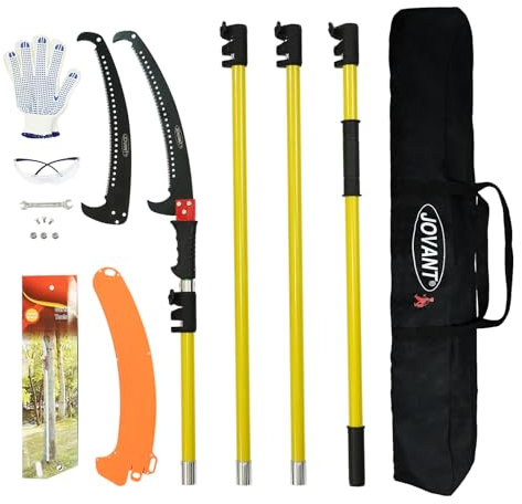 Teleskopsäge Mit Teleskopstange 4m,Teleskop Astsäge Einstellbare Länge,Hochentaster Hochreichbare,Profi Teleskop Astsäge Mit Sägehülse,Tragetasche Für Hohe Äste, Dicke Äste Und Bypass-JOVANT