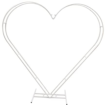 Herz Hochzeitsbogen,Herz Ballon Bogen Kit Metall Arch Stand Hochzeit Blumen Herzförmiges Kreis Rahmen Hoop Ständer Ballonbogen Set,für Hochzeit, Babyparty, Geburtstagsfeier, Jubiläum,Weiß,2.05m