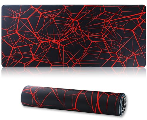 Hosimoln Gaming Mouse Pad,Large Mouse Pad Size 31.5x11.8 Thickness 0.12 inches,Premium-Textured Non-Slip & Waterproof Computer Mousepad with Stitched Edges for Gaming,Office & Home-80x30 Rednet003