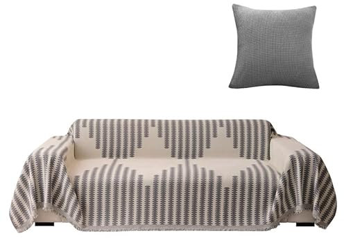 jianyana Sofa Covers Soft Durable Reversible Chenille Sofa Slipcover Couch Covers Modern Plaid Universal Furniture Protector for 1 2 3 4 Seater Sofa Loveseat L-shape Corner Futon Sofas