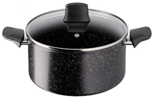 Tefal Titanium Stone Stewpot 24 cm, High-Performance Non-Stick Durable Coating, Metal Safe, All Hobs Including Induction, Thermo-Signal, Black, E1054645