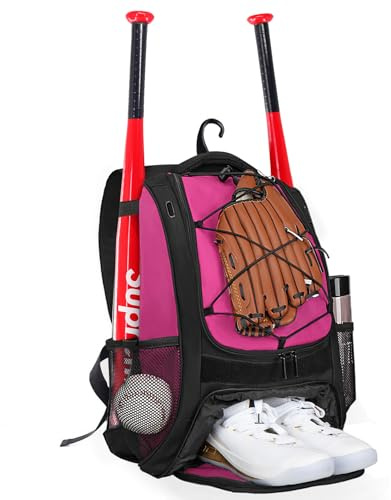 Goloni Baseball Bag,Backpack for Baseball, T-Ball & Softball Equipment & Gear,Softball Bag with Shoe Compartment,Fence Hook