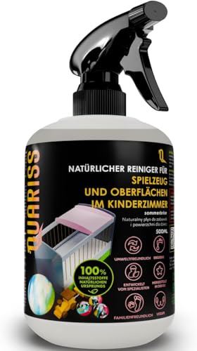 QUARISS Limpiador natural para juguetes y superficies en la habitación de los niños - spray higiénico para niños pequeños y bebés, alfombrilla, silla, mesa, vegano, sin alérgenos, 2x500 ml