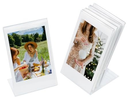 2x3 Picture Frame,Acrylic Clear Mini Photo Frames L Shape Desktop Frame for Fujifilm Instax Mini Liplay Link3 12 11 99 90 40 9 8 7 EVO 3 Inch Films,for 54 * 86mm Pictures(5 Pack)