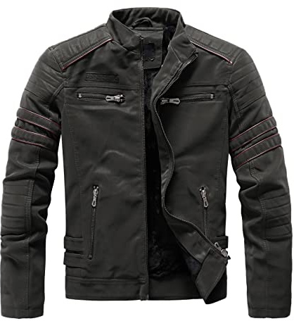 Fulidngzg Chaqueta Moto Hombre Cuero Invierno Piel Sintética Casual Impermeable Casaco Motociclista Cazadora Talla Grande Militar Verano Bomber