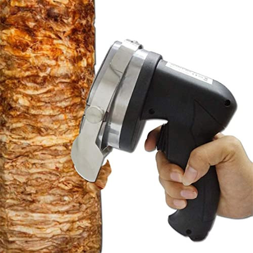 YXFAZPP Coltello Elettrico Commerciale per Kebab Shawarma Doner, Coltello da Taglio per Kebab Portatile a fette, Coltello per giroscopi Professionale, Acciaio Inossidabile 420 + Lame (Battery)