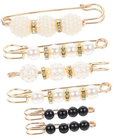 COSMEVIVI Multifunktionale Brosche Sicherheitsnadel Aus Edelstahl Mit Perlen Taillenspanner Und Schalclip Für Damen Verstellbar Für Röcke Pullover Und Hosen