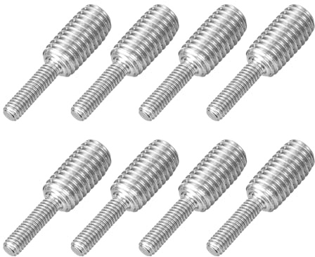 sourcing map Bullone a vite filettata a doppia estremità da M4 x 15 mm a M8 x 15 mm, 8 pezzi in acciaio inossidabile 304, adattatore riduttore per dispositivi di fissaggio per mobili e macchinari