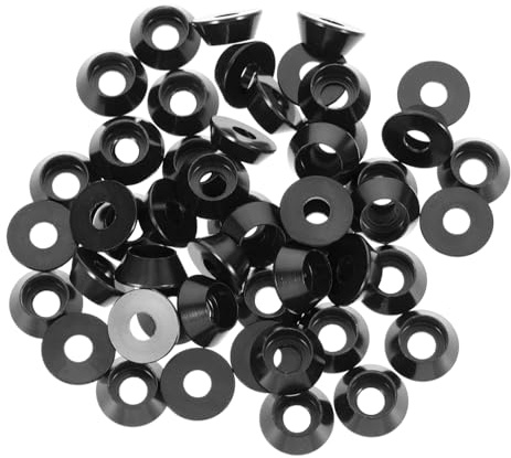 TIDTALEO Juntas Cónicas de Aluminio Anodizado M5 Negras, 50 Piezas, Arandelas para Modelos y Maquetas, Repuestos Resistentes Corrosión, Antideslizantes Alta Precisión para Tornillos