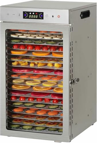 AFLEPCBRQ Food Dehydrator Machine for Jerky Beef, Commercial Drying Cabinet Stainless Steel Food Dryer for Meat, Digital Food Dehydrater for Fruit Herbs,18-Tray