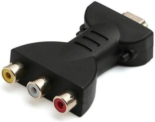 Edksegjcsous Adaptador de vídeo AV de alta definición - Convertidor HDMI a AV RGB RCA, portátil 1080P HD HDMI macho a 3 RCA hembra, compatibilidad universal para TV, portátil, PC, DVD