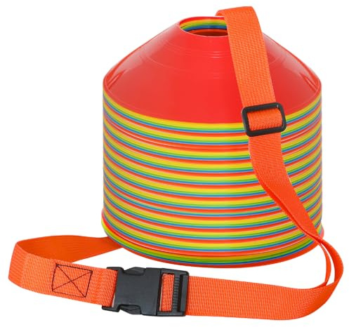 Ashmacdo 6.5 Feet Disc Strap Cone Carrier Sport Cones Carrying Strap Black Adjustable Agility Disc Cone Shoulder Strap for Storage & Travel with Quick Snap Closure (Orange)