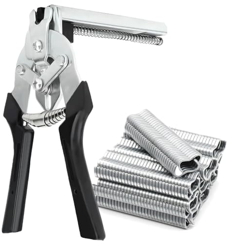 Linxor - Pince à agrafes rapides pour grillage, clôture + 600 agrafes - Gris