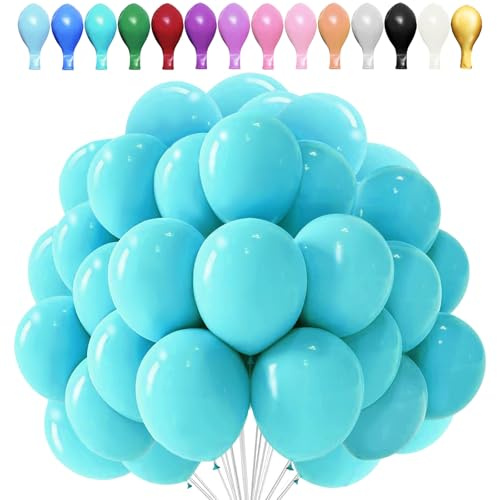 LUKIUP 100 PCS Luftballons Tiffanyblau, Tiffanyblaue Luftballons, 10 Zoll ballons für Halloween, Geburtstage Hochzeiten, Valentinstag, Themepartys Perfekte Partydekoration
