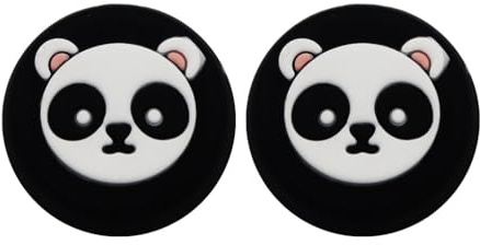 QUXVUIS Paquete de 2 fundas de silicona para Gamepad de animales de dibujos animados, tapas protectoras para Joystick, piezas de repuesto para PS5, Negro