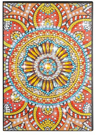 MWOOT Mandala Diamant Peinture A5 Carnet, DIY Diamond Painting Notebook Kit, Diamond Art Book,5D Strass Rhinestone Art Bricolage Journal pour Fournitures Scolaires, Bureau Étudiants (50 Feuilles)