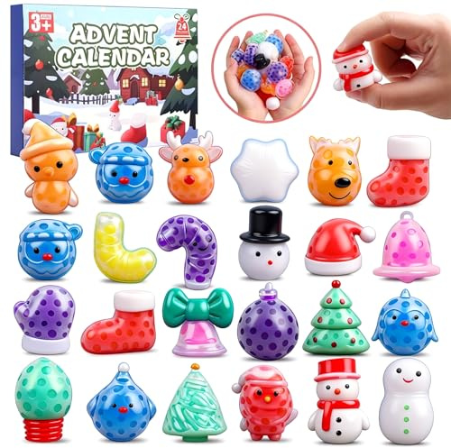 Squishy Adventskalender 2025 Kinder mit 24 Kawaii Mochi Squishy Adventskalender Squishies Spielzeug Weihnachtskalender 2025 Kinder Weihnachten Geschenk für Jungen Mädchen ab 2 3 4 5 6 Jahre