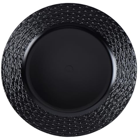 CAMOFOXIN 13 Chargers for Dinner Plates, Set of 6 Chargers for Dinner Plates, Plates for Party Table Decor (Black)