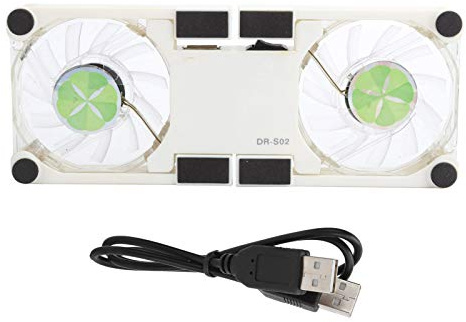 Greensen Base di Raffreddamento per Laptop, Supporto Pieghevole Portatile per Notebook con Doppia Ventola e Luce LED Blu per Notebook da 15-17 Pollici (WHITE)