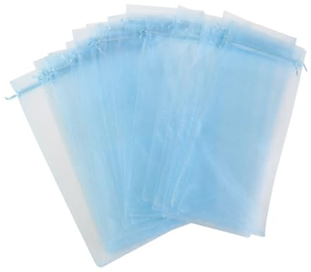 VILLFUL 20 Stück Organza Weintüten Lake Transparente Flaschenhüllen aus Sheer Organza mit Satin kordelzug Elegante Geschenkverpackung für Weinflaschen Gourmetartikel und Besondere