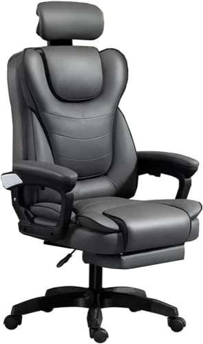 Gamingstol Med Fotstöd - Ergonomisk Kontorsstol För Både Arbete Och Fritid, Hög Rygg, Ländryggsstöd, Pu, Justerbar Arbetsstol,