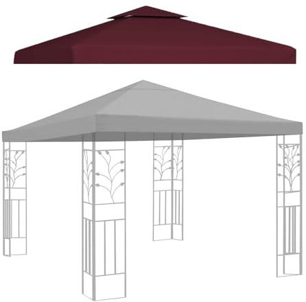 3 x 3 m rosso ombrellone baldacchino di ricambio – 4 stecche copertura superiore per gazebo mercato ombrello tessuto impermeabile protezione UV esterno patio ombra