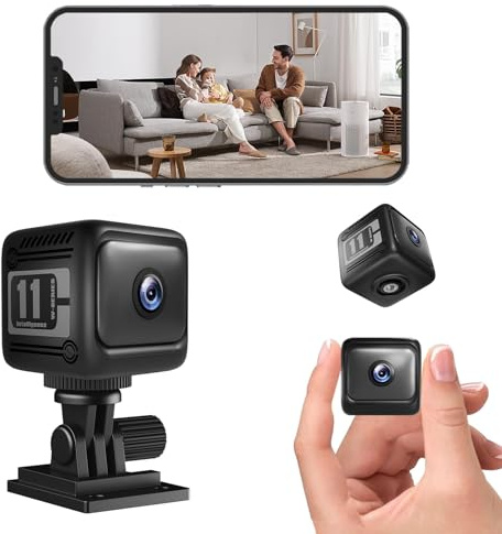 ONGNIUU Mini Kamera, Mini Kamera Überwachung Innen, 1080P WiFi Mini-Kamer a, mit Nachtsicht & Bewegungserkennung, Kostenloser Cloud-Speicher & TF-Speicher, für Startseite Büro Sicherheit (W11)