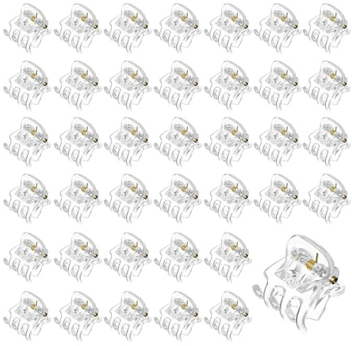 HJZHII 40 Stück Mini Transparente Haarspangen, 2 cm Kleine Haarklammern | Mini Haarschmuck Haarspangen aus Kunststoff Haarstyling Zubehör für Mädchen und Damen