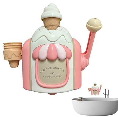 Bubble Ice Cream Maker Bath Toy,Pretend Play Educational Toy - Bathtub Bubble Machine,for Playtime Indoor Home Pool Shower Kids Girls Boys Ages 4
