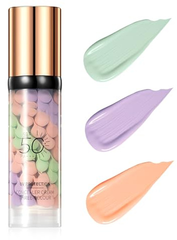 JHAZUN Make up Essence Primer Tricolore,Isolation Cream,Color Correcting Facial Serum,Base Primer Trucco Viso,Colour Corrector Makeup Primer